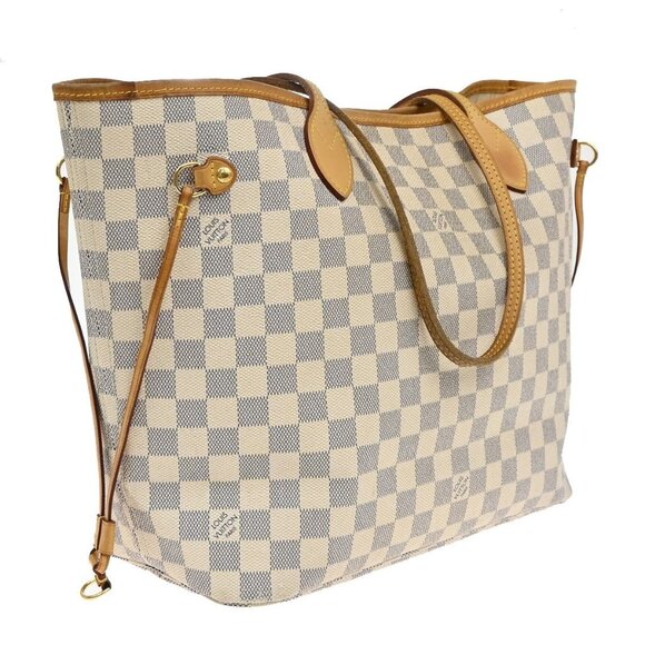 LOUIS VUITTON Neverfull MM Shoulder Tote Bag Damier Azur White N51107 14EF687 - Picture 4 of 15